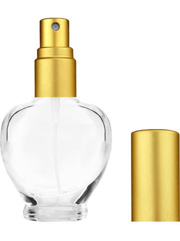 Queen design 10ml, 1/3oz Clear glass bottle with matte gold spray.