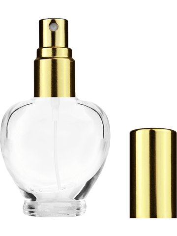 Queen design 10ml, 1/3oz Clear glass bottle with shiny gold spray.