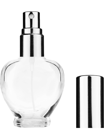 Queen design 10ml, 1/3oz Clear glass bottle with shiny silver spray.
