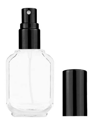 Footed rectangular design 15ml, 1/2oz Clear glass bottle with shiny black spray.