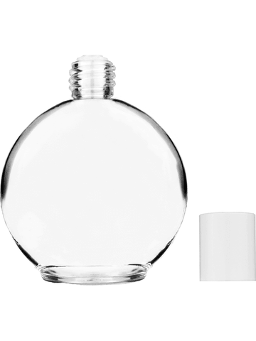 Round design 128 ml, 4.33oz  clear glass bottle  with reducer and white cap.