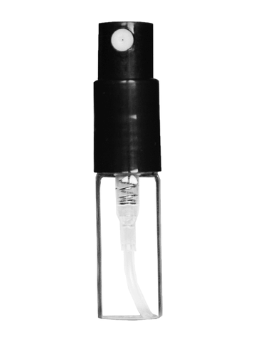 2ml Clear Glass Bottle with Black Spray Pump and Clear Cap. 