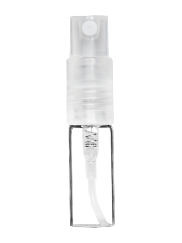 2ml Clear Glass Bottle with White Spray Pump and Clear Cap. 