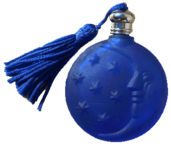 Moon and stars design cobalt blue bottle with Blue tasseled Silver cap. Capacity : 8ml (1/4oz)