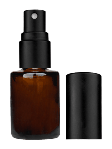 Tulip design 5ml, 1/6 oz Amber glass bottle with matte black spray.