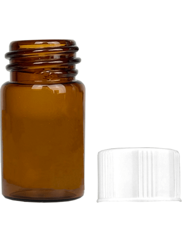 Vial design 1.8ml, Amber glass vial with white short cap.