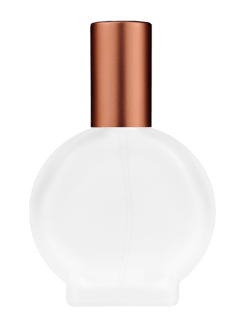 Circle design 50 ml, 1.7oz  frosted glass bottle with  matte copper lotion pump.