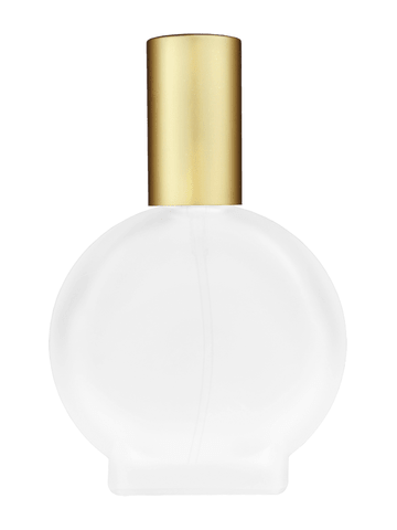 Circle design 50 ml, 1.7oz  frosted glass bottle with  matte gold lotion pump.