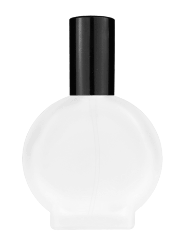 Circle design 50 ml, 1.7oz  frosted glass bottle with  shiny black lotion pump.