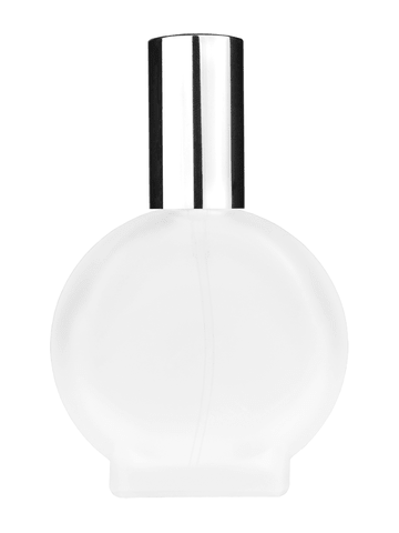 Circle design 50 ml, 1.7oz  frosted glass bottle with  shiny silver lotion pump.