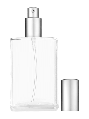 Elegant design 100 ml, 3 1/2oz  clear glass bottle  with matte silver lotion pump.