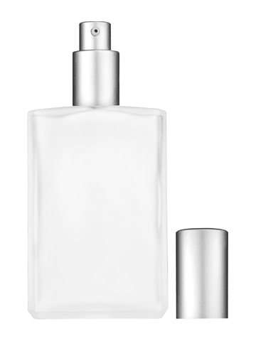 Elegant design 100 ml, 3 1/2oz frosted glass bottle with matte silver lotion pump.