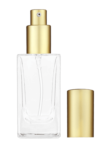 Empire design 50 ml, 1.7oz  clear glass bottle  with matte gold lotion pump.