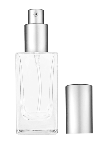 Empire design 50 ml, 1.7oz  clear glass bottle  with matte silver lotion pump.