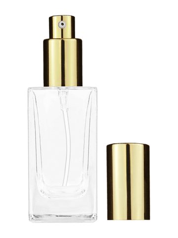 Empire design 50 ml, 1.7oz  clear glass bottle  with shiny gold lotion pump.