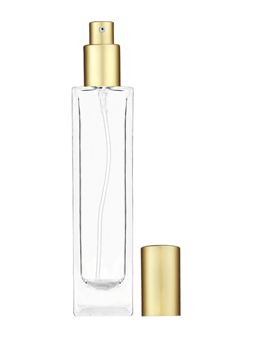 Sleek design 100 ml, 3 1/2oz  clear glass bottle  with matte gold lotion pump.