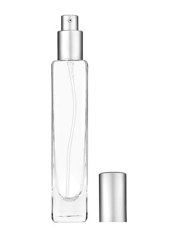 Slim design 100 ml, 3 1/2oz  clear glass bottle  with matte silver lotion pump.