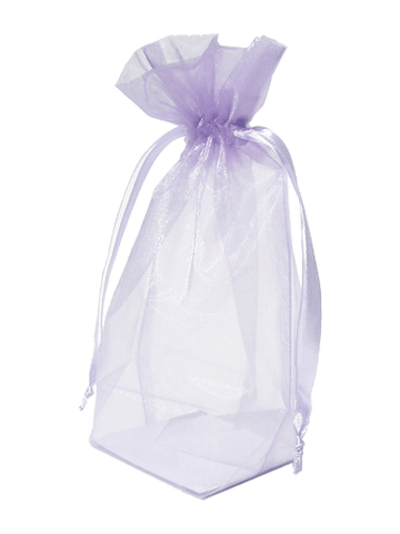 Lavender Organza / sheer gusseted gift bag. Size : 8? tall x 5.5? wide