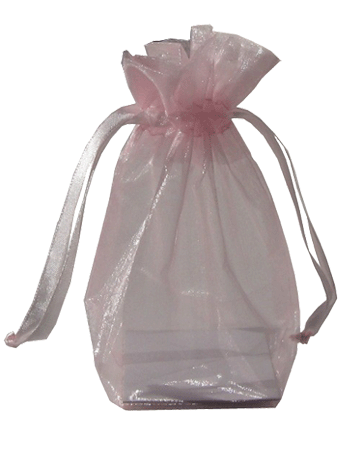 Pink Organza / sheer gusseted gift bag. Size : 6 inches x 4.5 inches