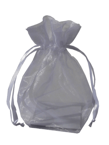 Silver Gray Organza / sheer gusseted gift bag. Size : 6 inches x 4.5 inches