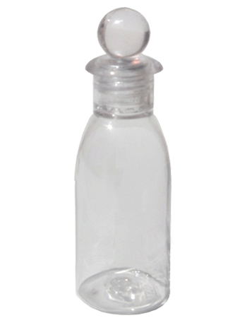 Clear Plastic Bottle With Clear Screw on Cap. Capacity: 1oz (30ml)