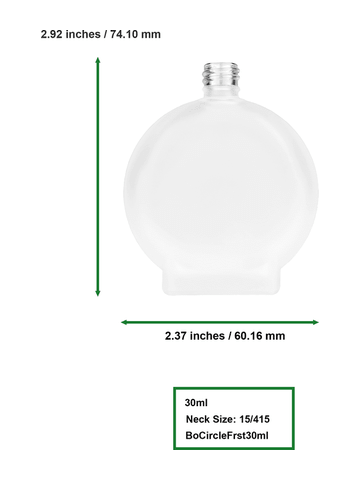 Circle design 30 ml,Frosted glass bottle with sprayer and shiny gold cap.