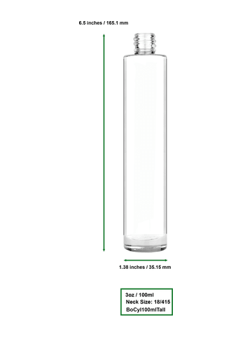 Cylinder design 100 ml, 3 1/2oz  clear glass bottle  with red vintage style bulb sprayer with shiny silver collar cap.