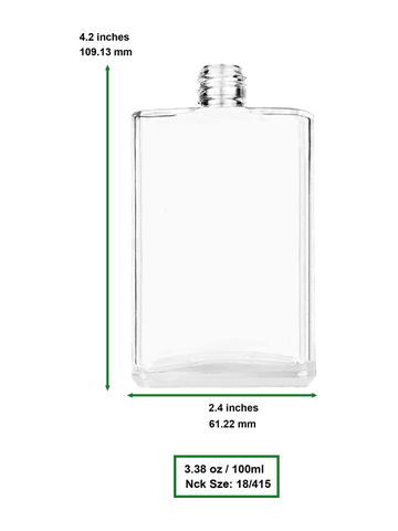 Elegant design 100 ml, 3 1/2oz  clear glass bottle  with reducer and tall black shiny cap.