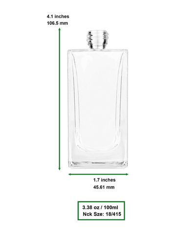 Empire design 100 ml, 3 1/2oz  clear glass bottle  with matte silver lotion pump.