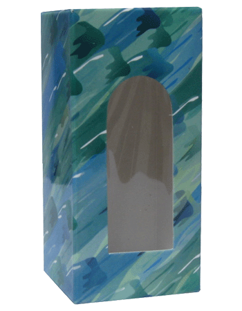 Green Brush design folding carton box with window. Size 1.5\x 1.5