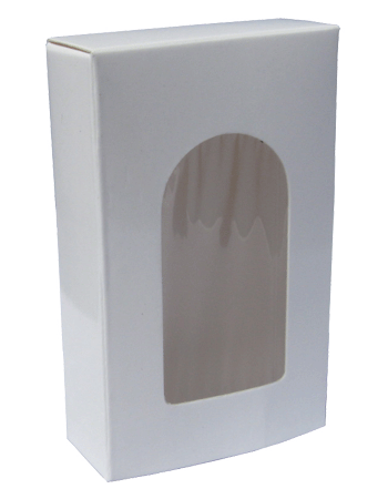 Plain White folding carton box with window. Size 0.75