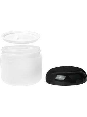 Frosted plastic Cream jar bottle with clear cap. Capacity: 63 ml