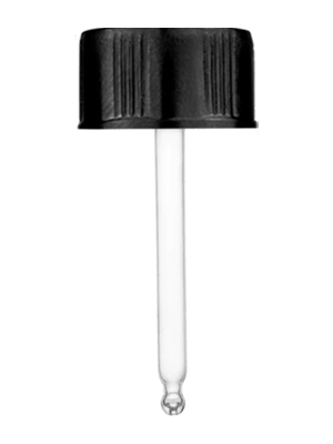 Black cap with glass rod applicator, Threadsize 18-400