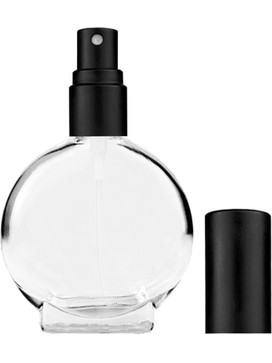 Circle design 15ml, 1/2oz Clear glass bottle with matte black spray.