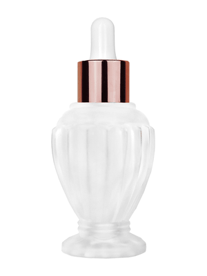 Diva design 46 ml, 1.64oz  frost glass bottle  with white dropper and shiny copper collar cap