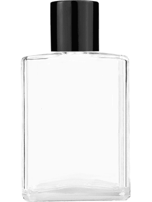 Empty Clear glass bottle with short shiny black cap capacity: 15ml, 1/2oz. For use with perfume or fragrance oil, essential oils, aromatic oils and aromatherapy.