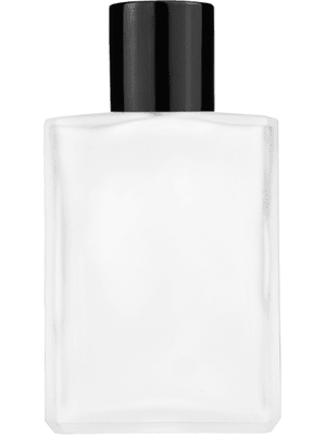 Empty frosted glass bottle with short shiny black cap capacity: 15ml, 1/2oz. For use with perfume or fragrance oil, essential oils, aromatic oils and aromatherapy.