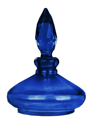 Cobalt Blue bottle with ground glass neck and stopper. Capacity: Approx 1 1/4oz