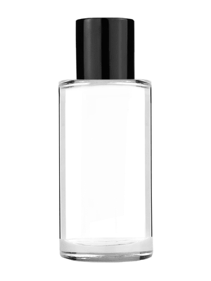 Pillar design 9ml Clear glass bottle with black short cap.