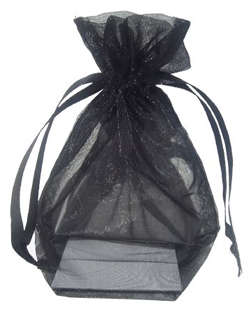 Black Organza / sheer gusseted gift bag. Size : 4 inches x 6 inches