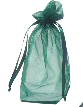 Christmas green Organza / sheer gusseted gift bag. Size : 4