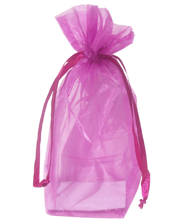 Purple Organza / sheer gusseted gift bag. Size : 5 inches x 8 inches