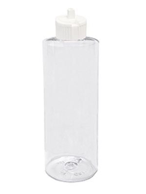 Cylinder design 4oz  clear plastic bottle with white flip-top cap