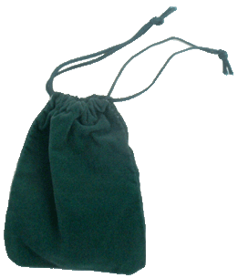 Green velveteen gift bag / pouch. Size : 4\ tall x 3