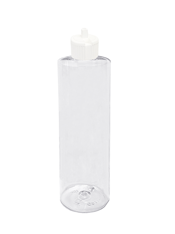Cylinder design 8oz  clear plastic bottle with white flip-top cap