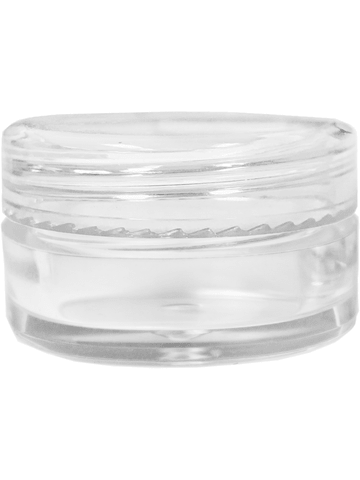Plastic. cream jar style 5 ml clear bottle with clear cap