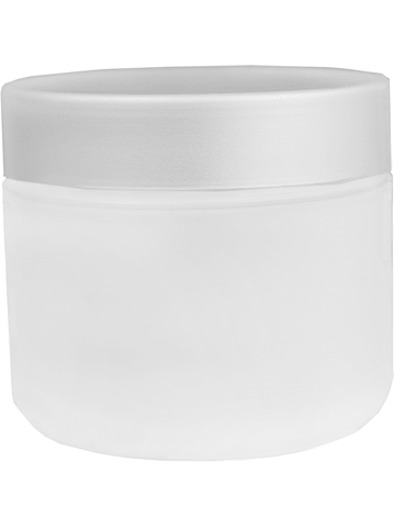 Plastic, frosted cream jar with silver cap, capacity 63 ml