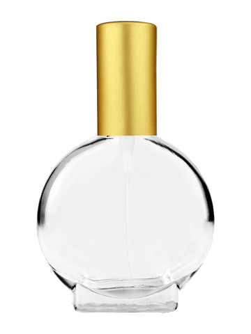Circle design 15ml, 1/2oz Clear glass bottle with matte gold spray.