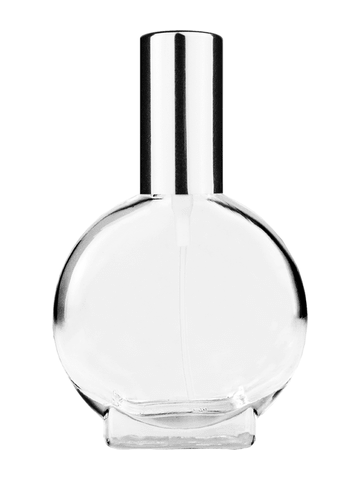 Circle design 15ml, 1/2oz Clear glass bottle with shiny silver spray.