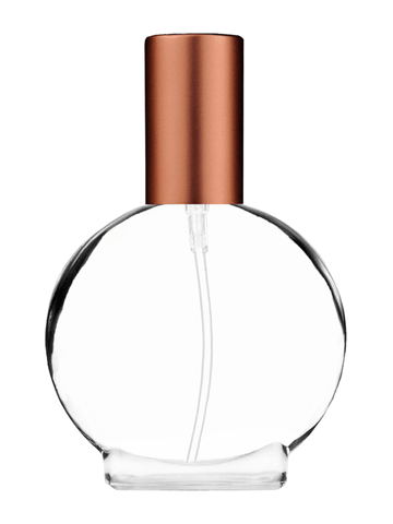 Circle design 50 ml, 1.7oz  clear glass bottle  with matte copper spray pump.